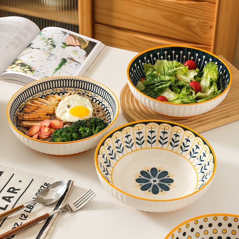 4-piece vintage pattern ceramic tableware set - retro and practical, creating a colorful dining experience