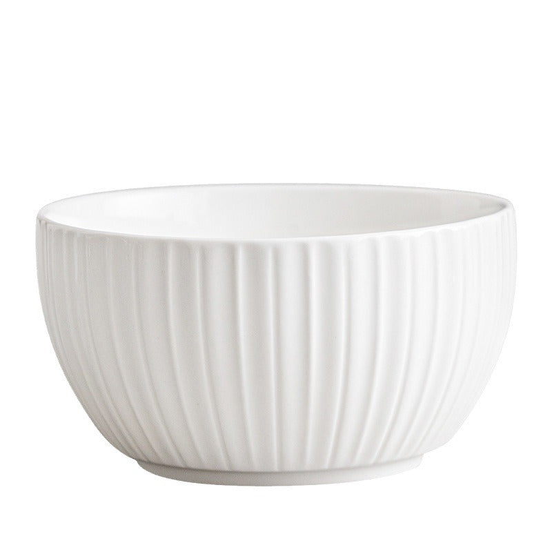 6-Piece Ceramic Textured Bowl Set – Multipurpose Rice Bowl, Soup Bowl, Salad Bowl – Φ12cm H6.5cm