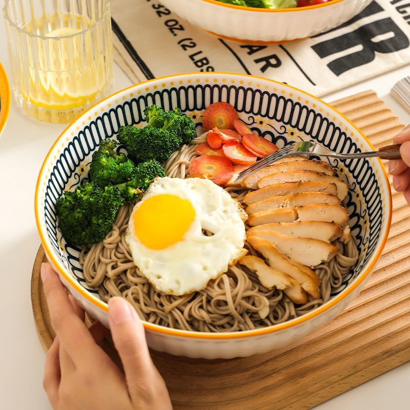 4-piece vintage pattern ceramic tableware set - retro and practical, creating a colorful dining experience
