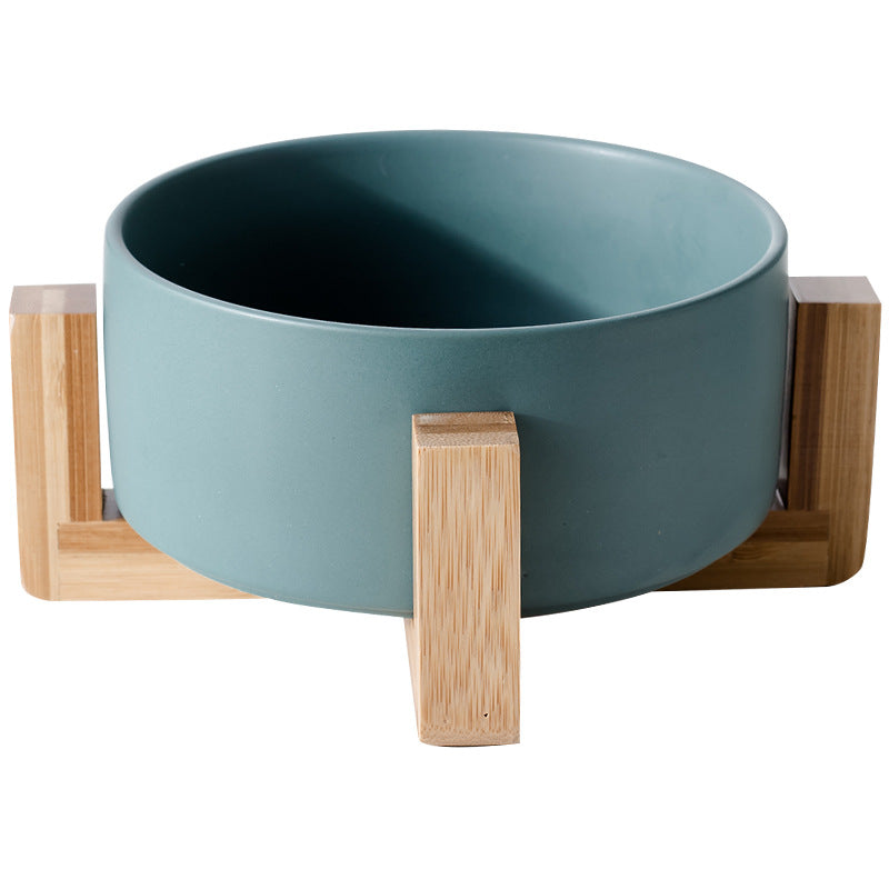 Nordic Style Ceramic Bowl Set of 6 with Wooden Stand – Multi-Functional Dinnerware, Random Colors