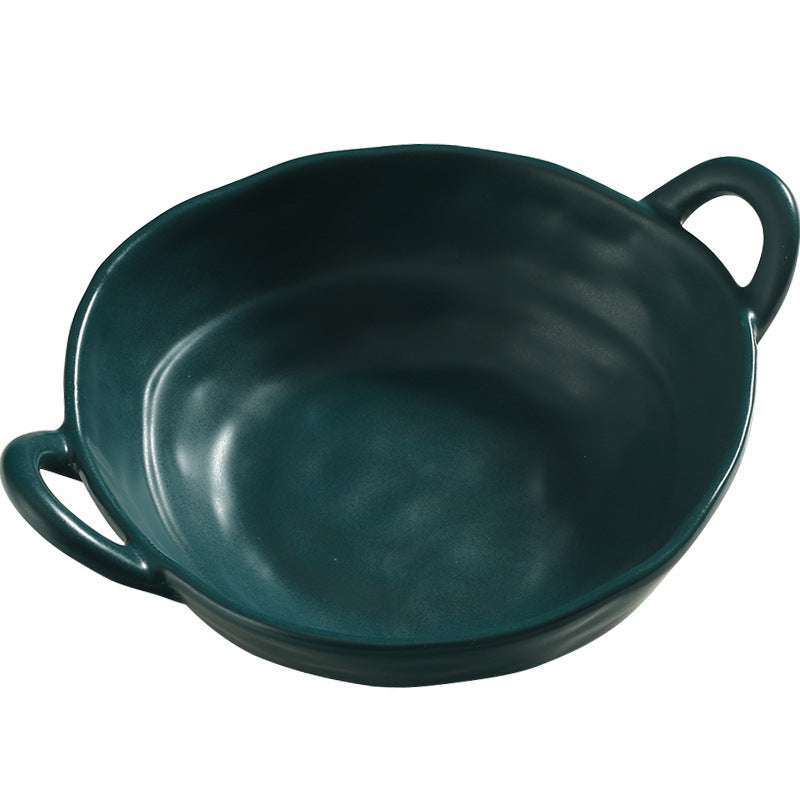 Ceramic Handle Bowl Set of 4 (Random Colors) – Multi-Purpose Soup Bowl, Salad Bowl, Fruit Bowl