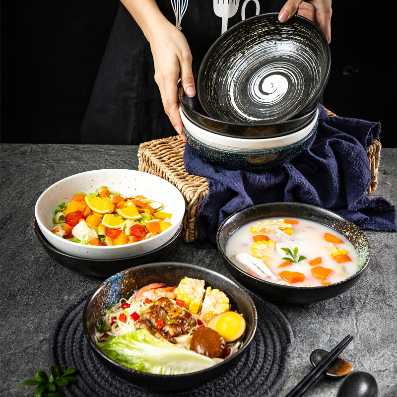 6-Piece Ceramic Bowl Set – Random Patterns & Colors, Creative Dinnerware for Rice, Soup, Salad, Pasta, Desserts