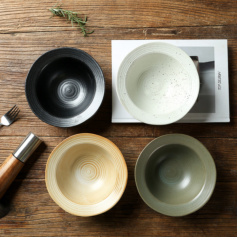 7-Inch Ceramic Bowls Set of 4 – Textured Glazed Dinner Bowls, Multi-Purpose Serving Bowls for Rice, Noodles, Salad & Soup