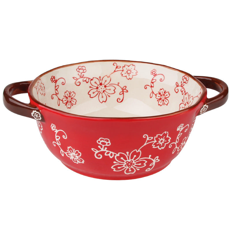 Vintage Printed Ceramic Bowl Set of 3 - Retro Style Brightens the Table