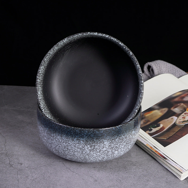 5-piece set of retro ink-splashed ceramic bowls – Create a personalized table aesthetic, suitable for various dining scenes