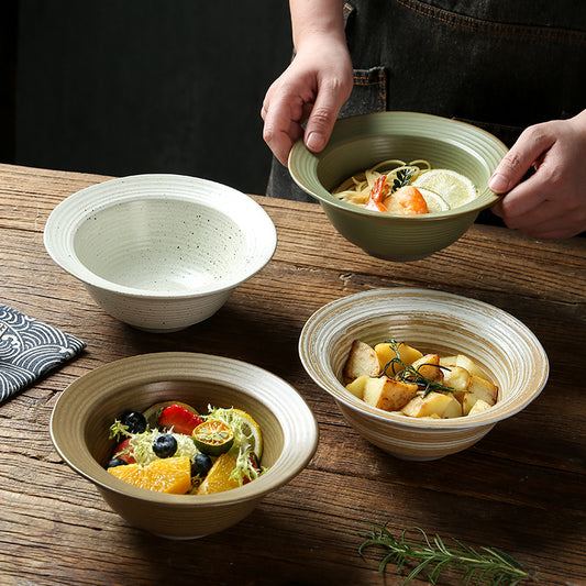7-Inch Ceramic Bowls Set of 4 – Textured Glazed Dinner Bowls, Multi-Purpose Serving Bowls for Rice, Noodles, Salad & Soup