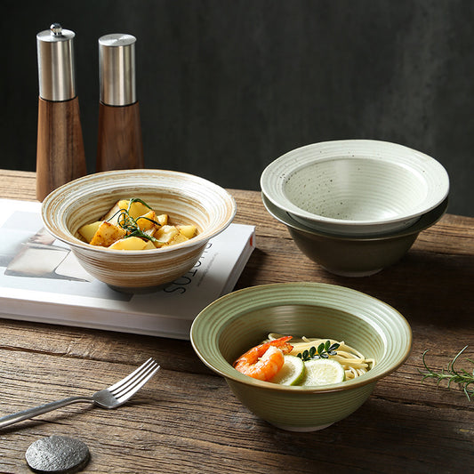 7-Inch Ceramic Bowls Set of 4 – Textured Glazed Dinner Bowls, Multi-Purpose Serving Bowls for Rice, Noodles, Salad & Soup