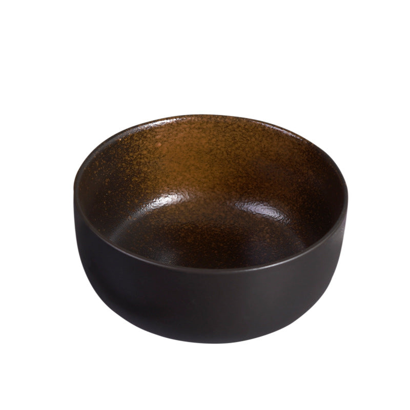 5-piece set of retro ink-splashed ceramic bowls – Create a personalized table aesthetic, suitable for various dining scenes