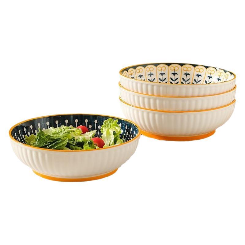 4-piece vintage pattern ceramic tableware set - retro and practical, creating a colorful dining experience