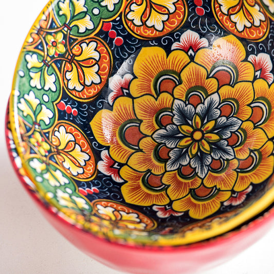 6-Piece Hand-Painted Ceramic Bowls Set Colorful Vintage Art Design Dinnerware Salad Rice Fruit Bowls