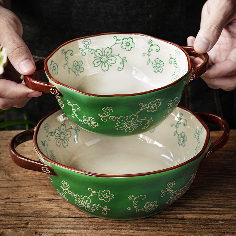Vintage Printed Ceramic Bowl Set of 3 - Retro Style Brightens the Table