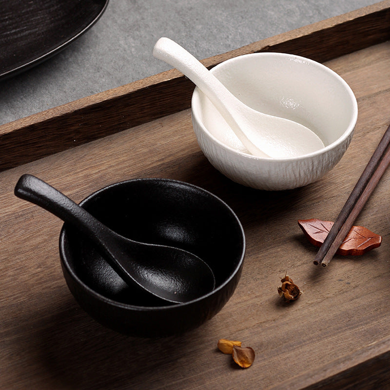 8-Piece Ceramic Dinnerware Set (6 Bowls + 2 Soup Spoons) – Rice Bowls, Noodle Bowls, Salad Bowls, and Tableware Set